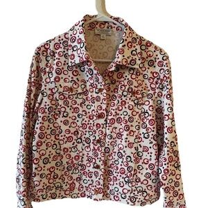 St. John Sport by Marie Gray Geometric Studded Collared Jacket, Red Black Gold S